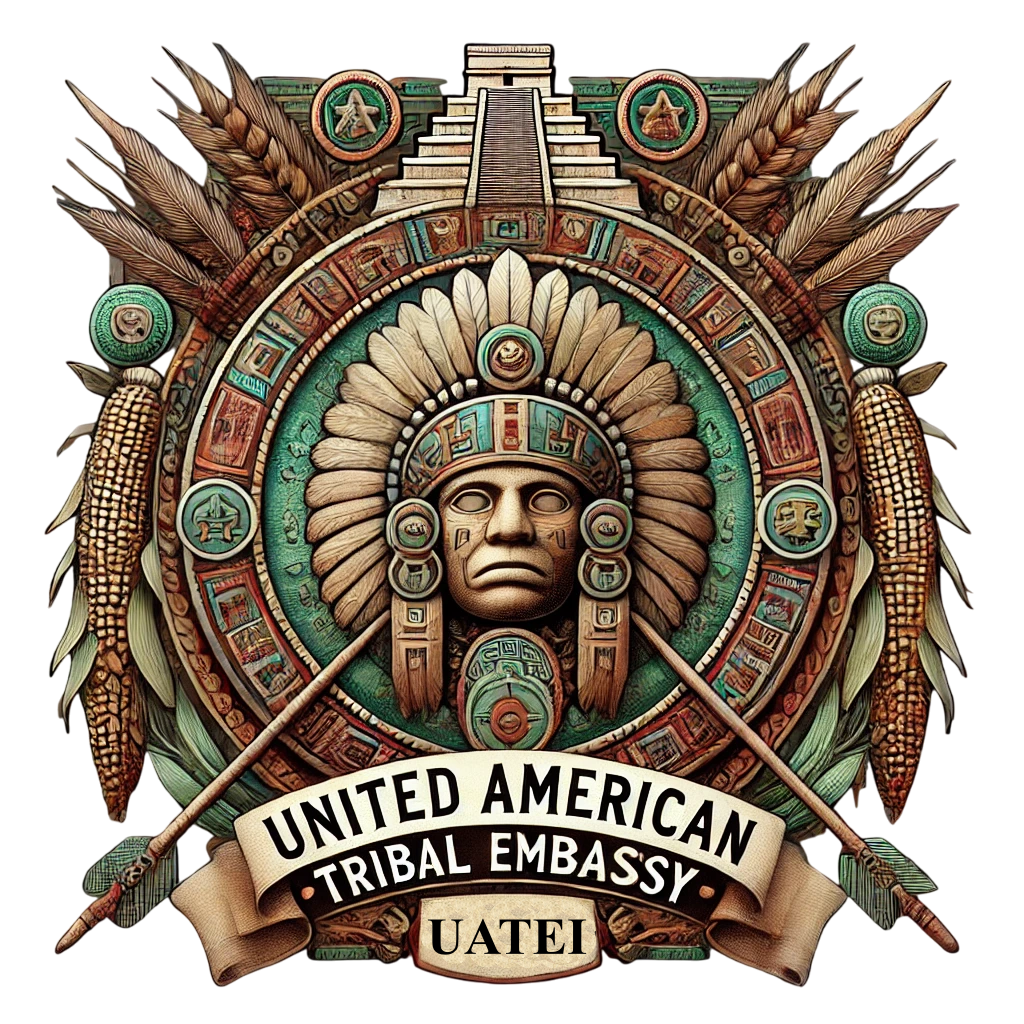 DALL·E 2024-11-25 13.31.13 - An ultra-realistic logo and coat of arms for the 'United American Tribal Embassy (UATE)' with a transparent background. The centerpiece is a detailed -Photoroom